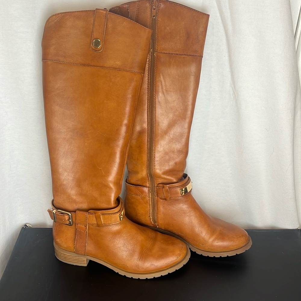 INC Fabba Wheat Leather Riding boots